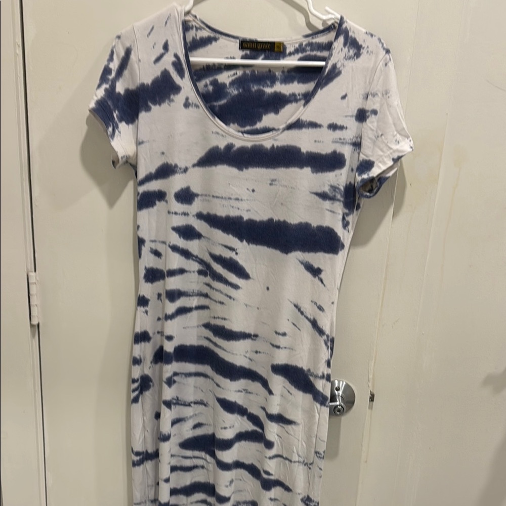 Casual Blue Tie-Dye maxi dress